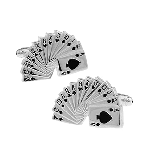 Mancuernillas Daesar divertidas para novio poker plata miniatura 1