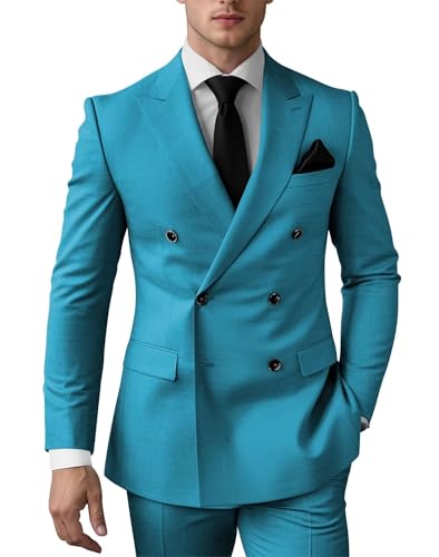 Men 2 Piece Regular Slim Fit Suits Prom Blazers Vest Pants Wedding Tuxedos Double Breasted Suits Set Business Formal ALV152