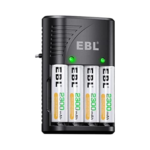 EBL Cargador de Pilas AA AAA 9V Ni-MH con Pilas Recargables Cover