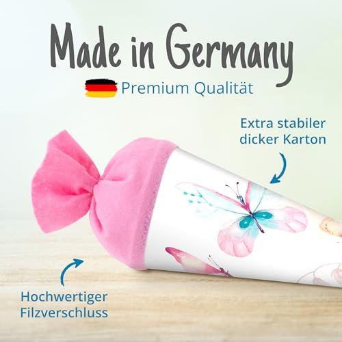 3. Bild von itenga Schultüte 70cm groß rund Schmetterling Einschulung Schulanfang - Zuckertüte für Mädchen