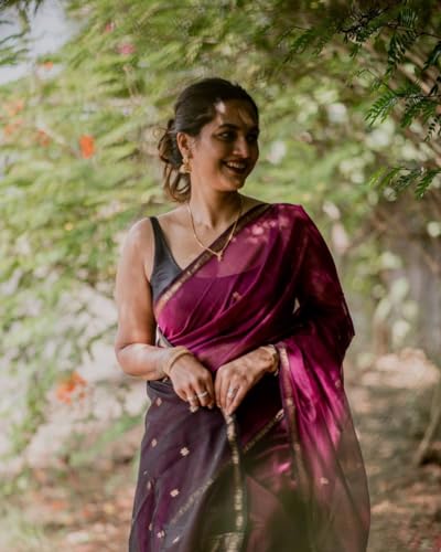 Image of Women's Banarasi Style Pure Kanjivaram Silk Jacquard Kanchipuram Pattu Saree With Un-Stiched Blouse (Maroon)