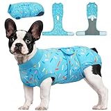 Kuoser Dog Recovery Suit Male, Dog Surgery Suit for Neutering, Breathable Recovery Onesie, Post-Op Protective Vest for Wound, Bodysuit for Abdominal Wounds Skin Disease, BlueRibbon M