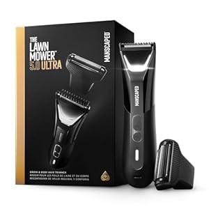 MANSCAPED® The Lawn Mower® 5.0 ULTRA Groin & Body Hair Trimmer – Dual-Head SkinSafe® Trimmer & Foil Blades, Waterproof Wet/Dry Groomer, USB-C Rechargeable with Travel Case, Men’s Ball Shaver, Black