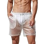 DESMIIT Men's Solid Transparent Fashion Rain Travel Clothing PU Shorts Board Shorts Transparent Large