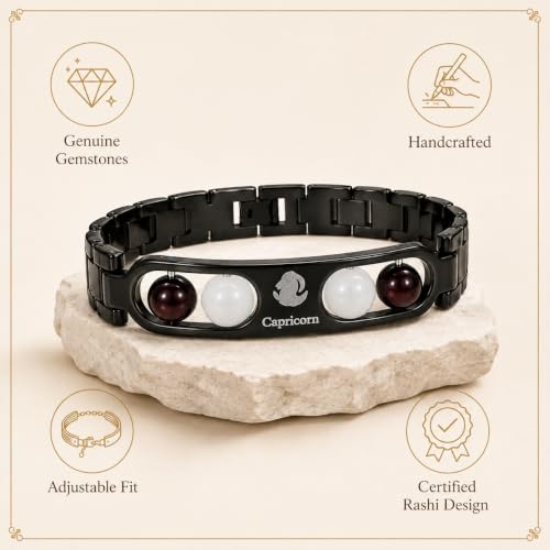 Image of Gratify Birth Crystal Metal Rashi Bracelet for Men & Women | Natural Gemstone Bracelet | Adjustable Spiritual Crystal Bracelet | Includes Authenticity Certificate | Gift for Astrology Lovers