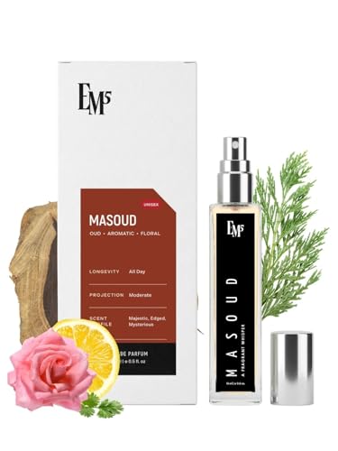 Image of EM5 Masoud Unisex Perfume | Eau De Parfum Spray for Men & Women | Rose Oud Warm Spicy Fragrance | Luxury Gift for Him /Her | 15 ml