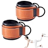 JOBGAIN Ankle Strap for Cable Machine (2 Pack), Ankle Resistance Bands, Cable Kick Back Straps for Gym, Glute Workouts, Leg Extensions, Adjustable Straps with Neoprene Padding, Brown