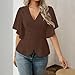 Womens Dressy Tops Casual Ruffle Short Sleeve Henley V Neck Blouses with Buttons Fashion Summer Work Vacation Shirts Coffee