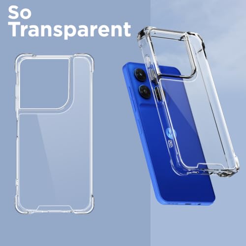 Image of Outlouders Back Cover for Motorola Moto G37 5G Clear Transparent PC + TPU Bumper Case with Raised Edges for Shockproof Protection (Transparent)