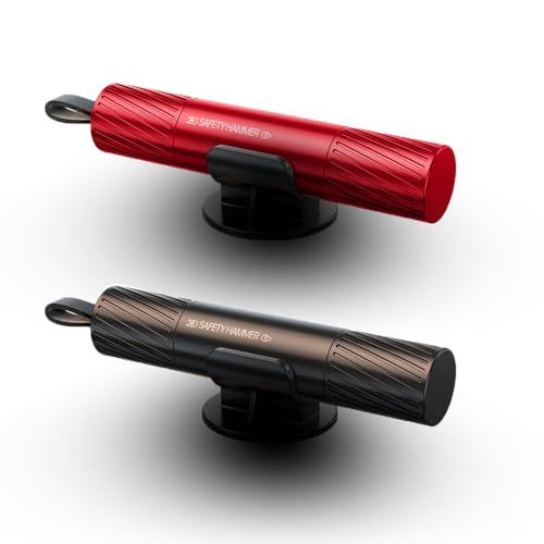 EWUVP Safe Hammer, 2pcs Window Breaker for Car, Car Hammer Seatbelt Cutter Car Window Breaker Tool Emergency Escape Tool, Glass Breaker Life Hammer Car Escape Tool and Seatbelt Cutter (Black+red)