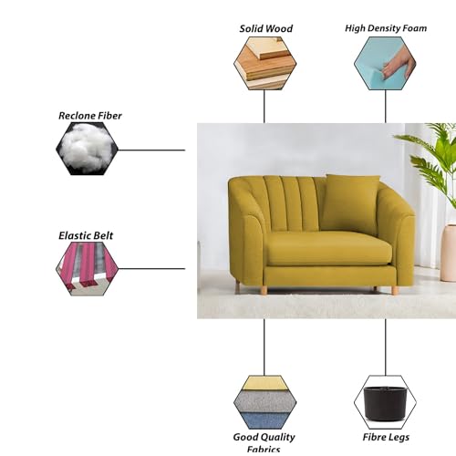 Image of Casaliving Doraldo 1 Seater Sofa Set for Living Room (Yellow Colour) Premium Fabric Sofa