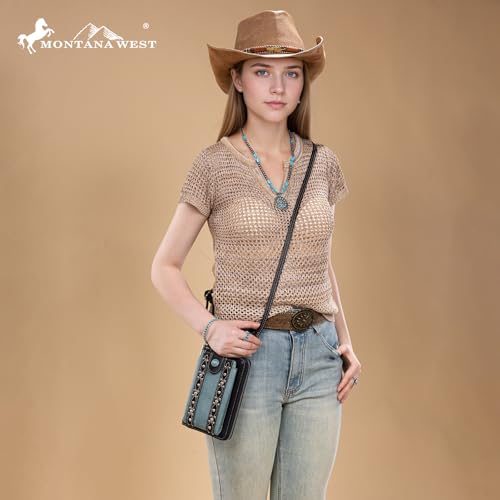 Image of Montana West Western Crossbody Phone Wallet for Women RFID Blocking Wallet Purse with Cash Slots & Zipper Pocket