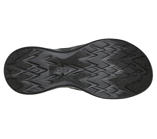 Skechers Women's ON-The-GO 600-CROSS Band Slide Sandal, Black/Gray, 6