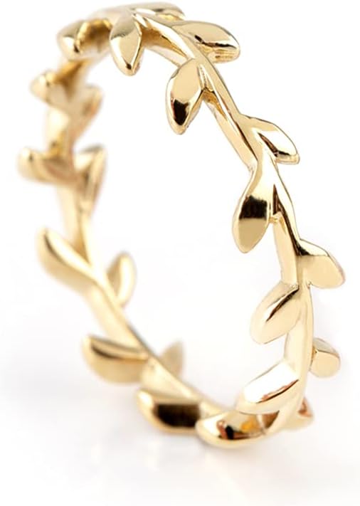 Elegant jewel box Women Olive tree leaves ring in solid Gold 9k, 14k & 18k, Leaf wedding band, Solid gold ring, Rose gold band, dainty wedding band, Stackable gold ring RN 264