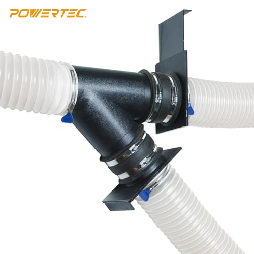 POWERTEC 10,2 cm x 50,8 m Staubsammelschlauch mit Strahltor für Tischsäge, Bandsäge, Hobel, Fugenfräse, Holzbearbeitung und Holzwerkstatt-Staubsammelsystem (70387)