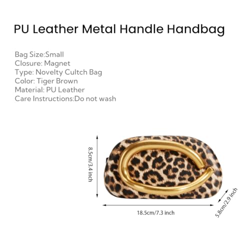 Image of Women PU Leather Metal Handle Handbag Trendy Commuting Compact Stone Purse Hand-held Causal Shoulder Clutch Bag