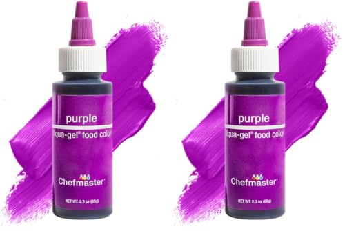 Image of Chefmaster Purple Liqua-Gel Food Coloring | Vibrant Color | Professional-Grade Dye for Icing, Frosting, Fondant | Baking & Decorating | Fade-Resistant | Easy-to-Use | Made in USA | 2.3 oz (Pack of 2)