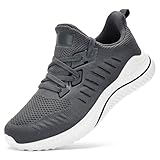 Akk Walking Sneakers for Men Wide Slip on Breathable Tennis Running Shoes Comfortable Workout Shoe Lightweight Mens Athletic Gym Jogging Grey 9.5