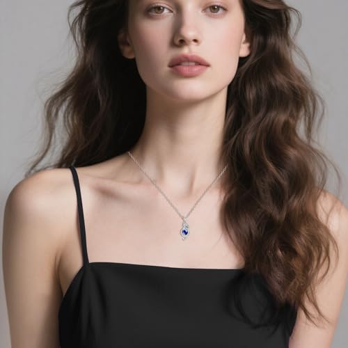 Dragon Necklace Sterling Silver Wyvern Pendant Jewelry with Teardrop Birthstone Gifs for Women3