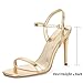 Elisabet Tang Women's High Heeled Sandals 4 Inch Strappy Sling Back Stiletto Open Square Toe Heels with Ankle Straps at Wedding Party Prom Work Dating Gold Size 8.5