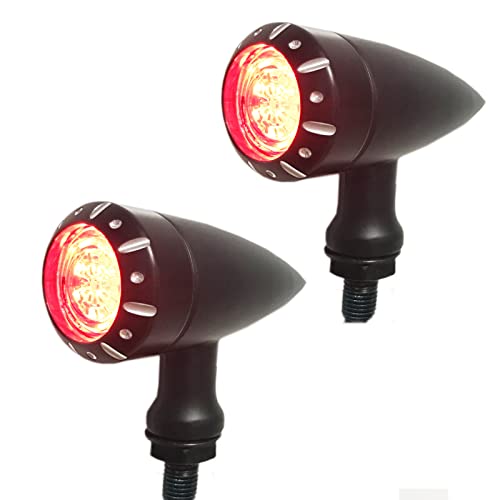 Motorcycle Rear Led Turn Signals Light 4 Wires Bullet Motorbike Blinker Indicator Lights Compatible For Mini Chopper Bobber Harley Cruiser Honda Suzuki Kawasaki Yamaha #TOP9