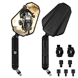 Adventure Motorcycle Mirrors - 360° Adjustable Foldable Rearview Mirrors with 7/8“ Handlebar Mount & M8 M10 Screws Fit for ATV, Scooter, Dirt Bike, Street Bike, Snowmobile and More