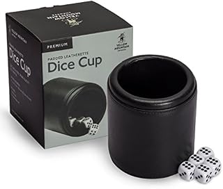 Yellow Mountain Imports Premium Padded Leatherette Dice Cup with 5 (14mm) 6-Sided Dice Set