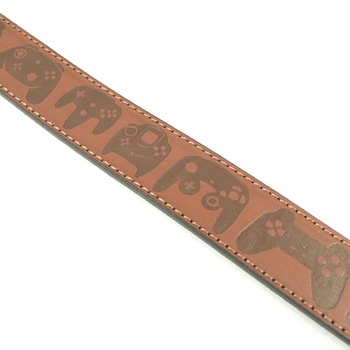 Video Game Controller Pattern Leather Belt Strap Without Buckle 1.5" Wide with Snaps - Gamer Retro Gaming4