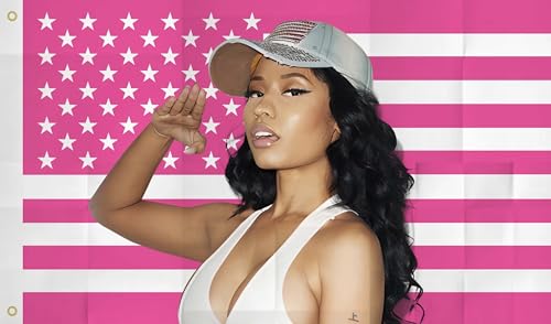 MAGJIUKE Pink Niki American Flag Tapestry Barb USA Salute flag Poster 3x5 FT for Bedroom Living Room Dorm Minage Banner for Outdoor Indoor