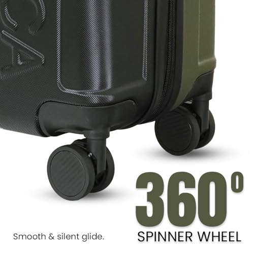 Image of Nautica 20 inch ABS Hard-Sided Unisex Cabin Luggage Trolley | 8-Wheel Spinner, Telescopic Handle | Durable, Secure Combination Lock | Modern Design Travel Suitcase for Men & Women | Black & Green
