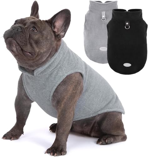 TenaLucy 2 Stücke Fleece-Weste mit Ring für die Leine, Hundepullover fur Kleine Katzen und Hunde, Warme und Weiche Hundepullover, Fleecepullover fur Kleine Katzen unds Hunde, für Welpen kleine (S)