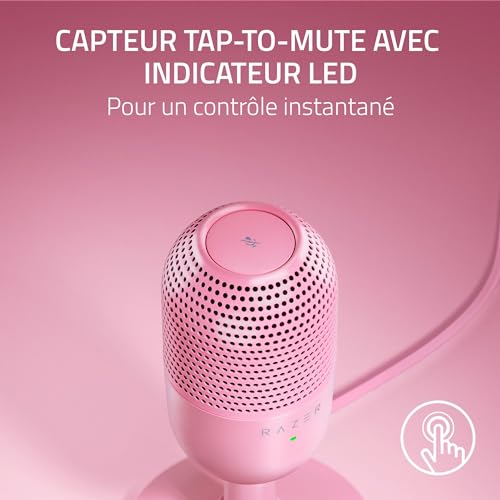 Razer Seiren V3 Mini - Microphone USB ultra-compact (microphone à condensateur 14 mm, directivité supercardioïde, détecteur de mise en sourdine, absorbeur de chocs intégré) Quartz