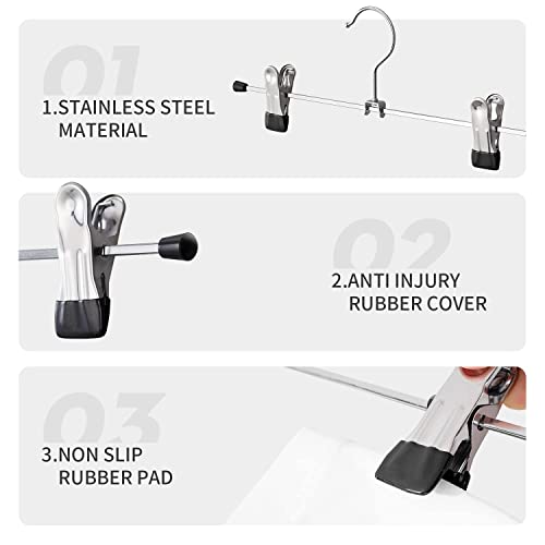 Cimlord 12 Pack Pants Hangers With Clips Skirt Hangers For Women Heavy Duty Metal Clothes Hanger For Closet Space Saving Non Slip Trousers Hanger Jeans Hanger For Men,Black,12 Inch #TOP2