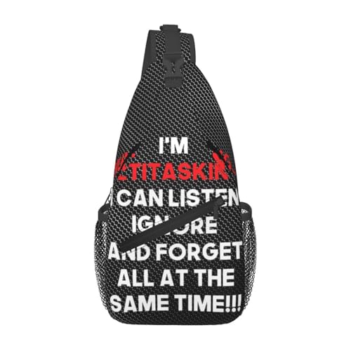DSHDFJKSK I'M Multitasking I Can Listen Ignore And Forget All Mousepad - Humor Sarcastic Backpack Dachshunds Dog Chest Bag Lightweight One Strap Backpack Multipurpose Travel Hiking For Men Women