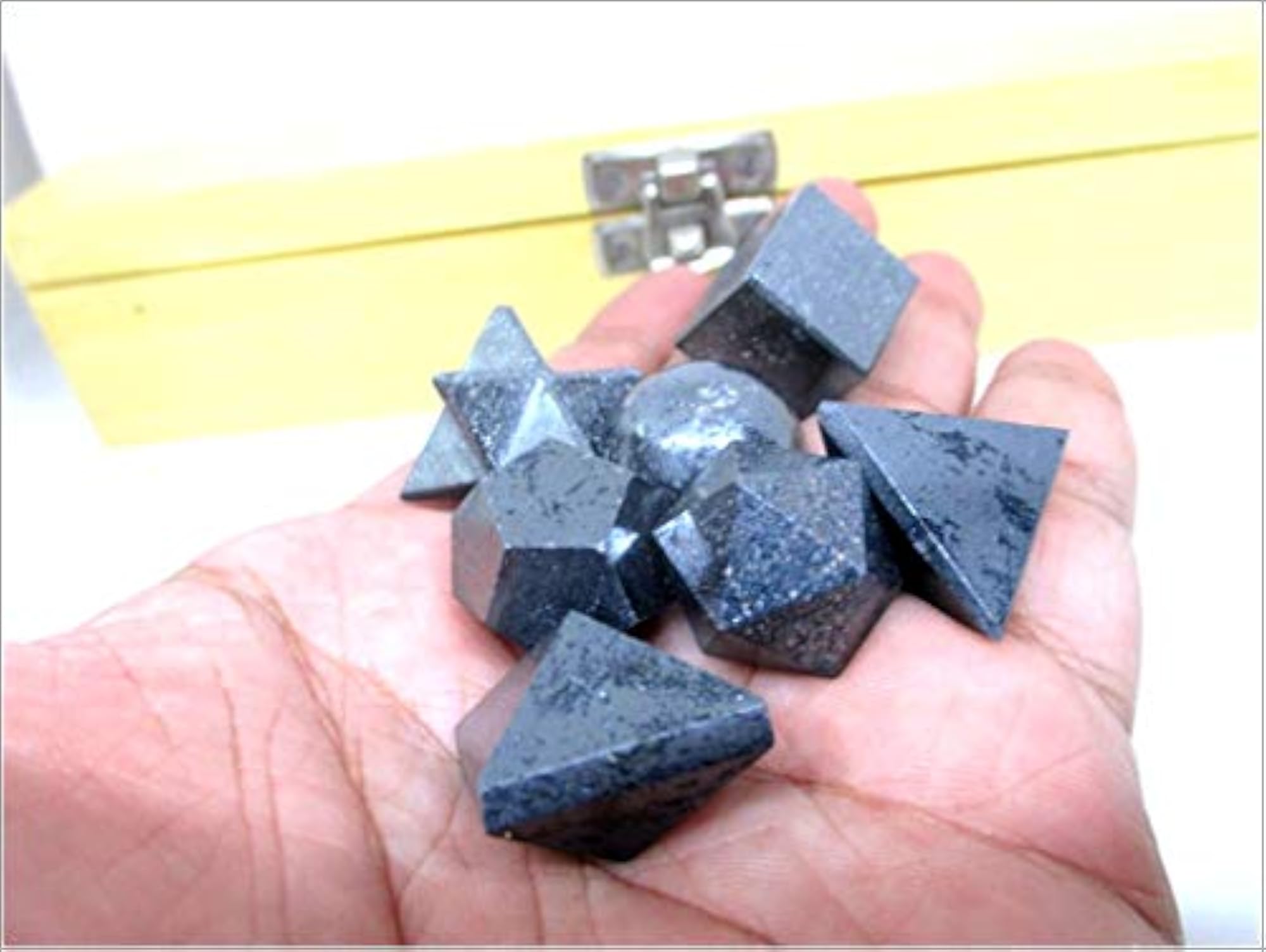 7 Hematite Geometry Stone Set with Box, Healing Crystals