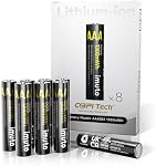 imuto Rechargeable AAA Batteries Lithium 8 Pack,1300mWh 1.5V Constant Output Triple a Lithium Batteries 1600 Cycles Long Lasting（No Charger）