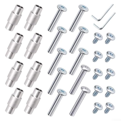 Inline Skate Axle Spacer Bearing Screw with Wrench, Aluminum Alloy Roller Skate Replacement Part, Includes Gasket Shaft and Sideplug, for Smooth Bearing(Set B)