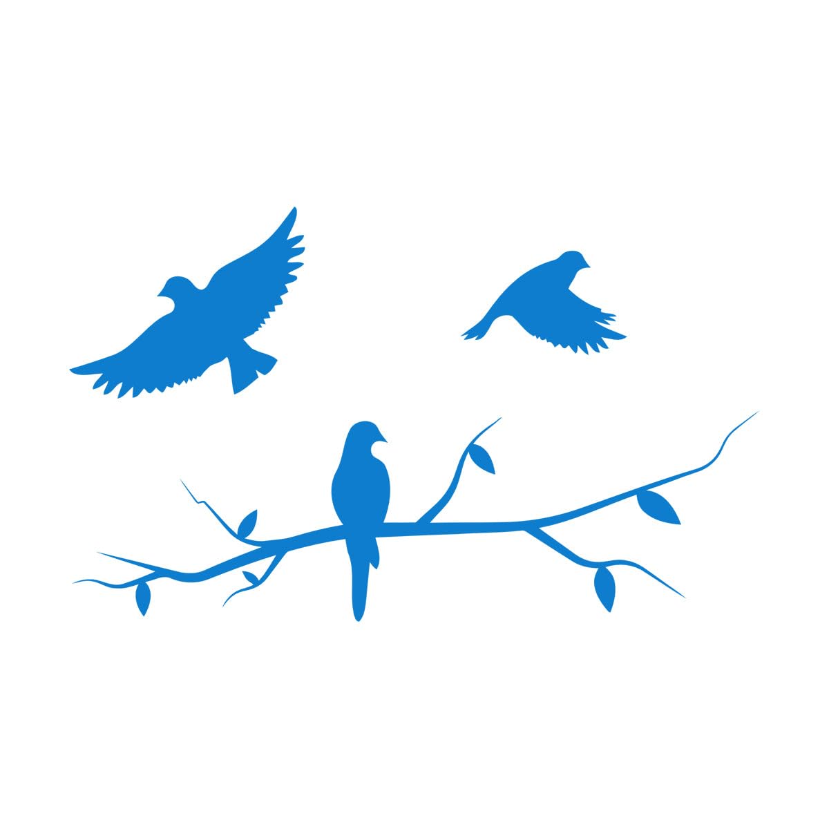 Wall Vinyl Sticker Decor Birds Flying Three Birds Branch 72x120.5cm Waterproof Extra Large Blue