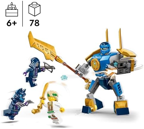 LEGO NINJAGO Zestaw bitewny z mechem Jaya, figurka akcji dla dzieci w wieku od 6 lat, chłopców i dziewczynek, zestaw Powstanie smoków z minifigurką Jaya do odgrywania ról, pomysł na prezent, 71805