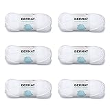 Bernat Handicrafter Cotton White - Hilo de algodón, paquete de 6 unidades de 1.75 onzas, algodón, 4 medianos (peinado), 80 yardas, tejer, ganchillo y manualidades