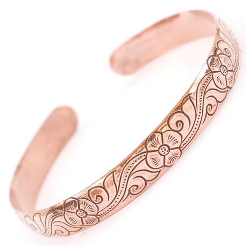 Bracelet en cuivre sculpté main, manchette népalaise bohème