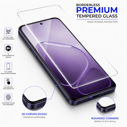 Image of ArmourPro 3D Borderless Tempered Glass for Oppo K14x and Oppo K14, Set of 2 HD Clear Screen Protectors with 3D Curved Edges, 9H Hardness, Oleophobic Coating, Case Friendly