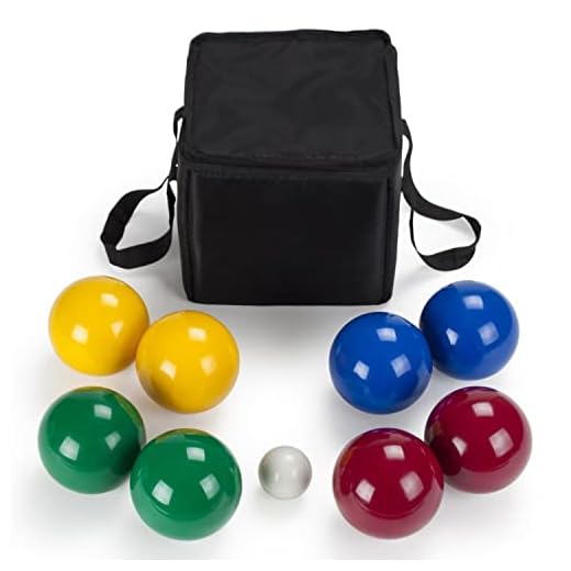 Bocce Deluxe Ball Set - 8 Lightweight Resin 90mm Balls & Carrying Case - Classic Indoor & Outdoor Lawn Games - Sports Equipment for Beach, Backyard, & Family Fun for Up to 4 Players