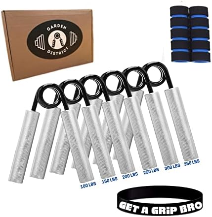 Garden District Grip Strength Trainer Set, 100-350LB 6 Pack Set Great Forearm Exerciser Strengthener and Hand Grip Strengthener and Exerciser