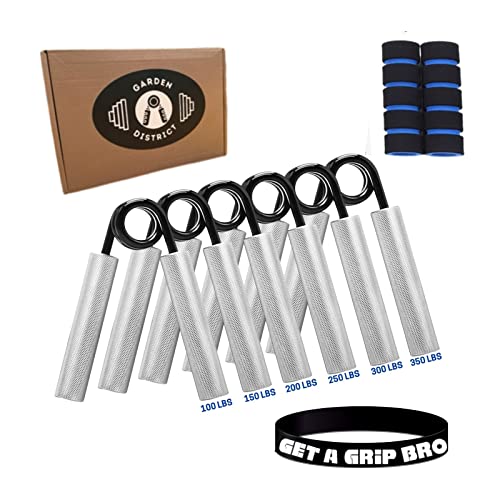 Garden District Grip Strength Trainer Set, 100-350LB 6 Pack Set Great Forearm Exerciser Strengthener and Hand Grip Strengthener and Exerciser