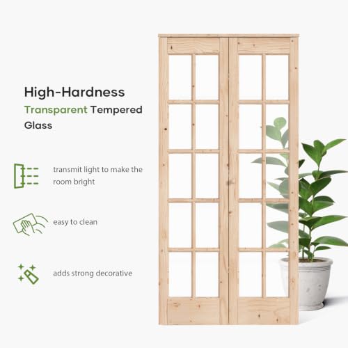 EaseLife Kit Completo de Herrajes para Puerta de Clóset Plegable, Puertas Francesas de Vidrio para Abertura de 42in x 80in con Kit de Riel de 3.5FT Incluido, Puerta Preensamblada, Fácil Instalación miniatura 7