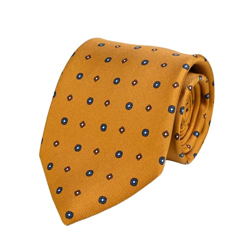 ダンヒル ネクタイ メンズ 大剣幅8cm シルク100% ニーツ プリント マスタード 24RPTP1HB701 [並行輸入品]