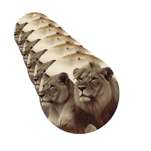 Image of 6Pcs Car Air Fresheners Cards Long Lasting Double Sided Hanging Fragrance Scented Card African Lion and Lioness Car Aromatherapy Tablets Auto Rearview Mirror Pendant for Men Women