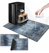 Arttown Coffee Mat for Countertops, Blue Abstract Modern Dish Drying Mat 2 Pcs for Kitchen Coffee...