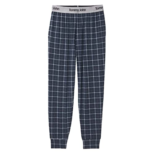 Tommy John Men's Second Skin Lounge Jogger Pants - Soft Breathable Pajama Bottoms (Dress Blue Electric Plaid, Large) #TOP7